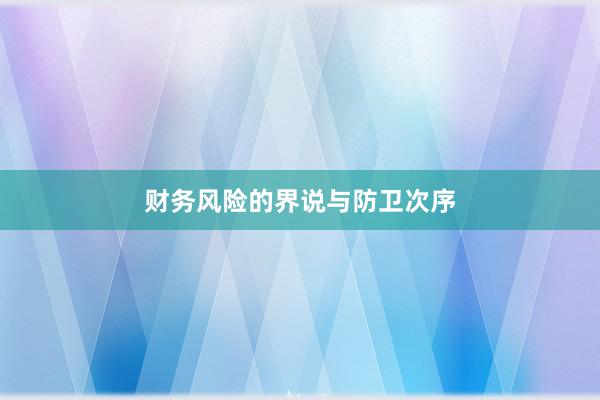 财务风险的界说与防卫次序